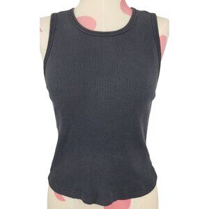 Vintage Women's Chazzz by Charles Ghailan Ribbed Tank Top Faded Black USA Made M